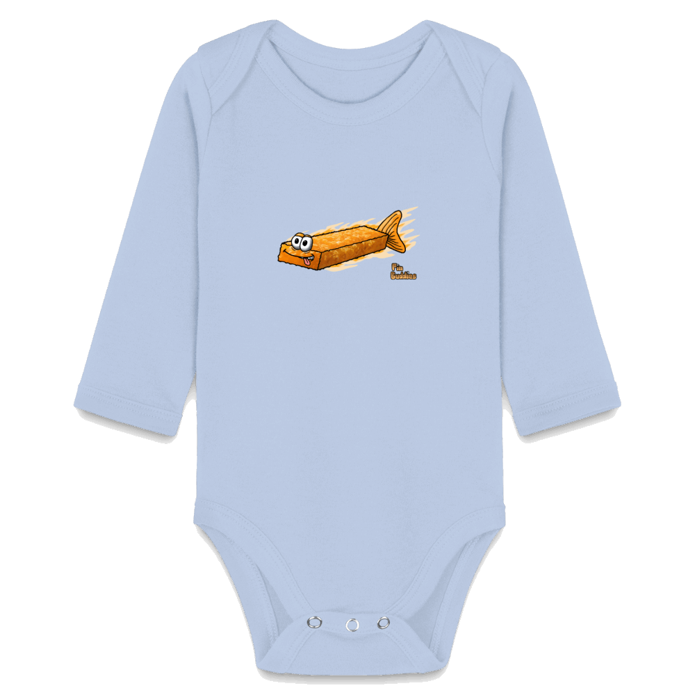 Fischstäbchen -  Bio-Langarm-Body - Sky