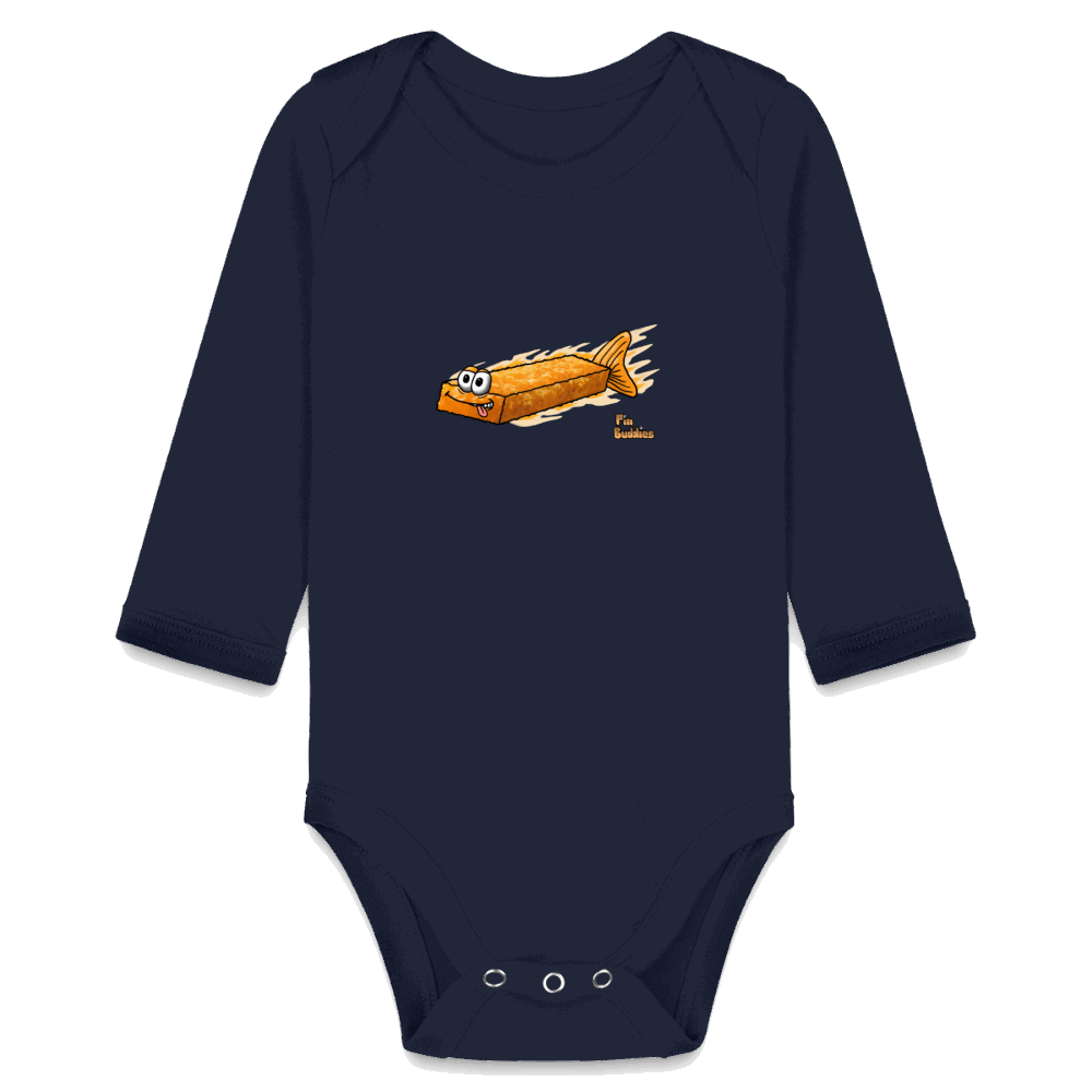 Fischstäbchen -  Bio-Langarm-Body - Dunkelnavy