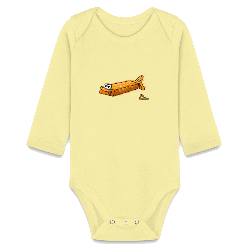 Fischstäbchen -  Bio-Langarm-Body - Hellgelb