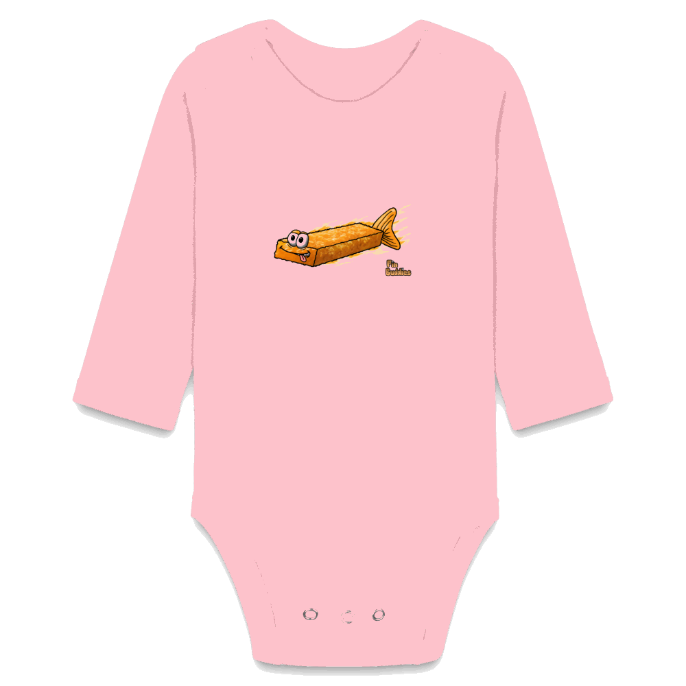 Fischstäbchen -  Bio-Langarm-Body - Hellrosa