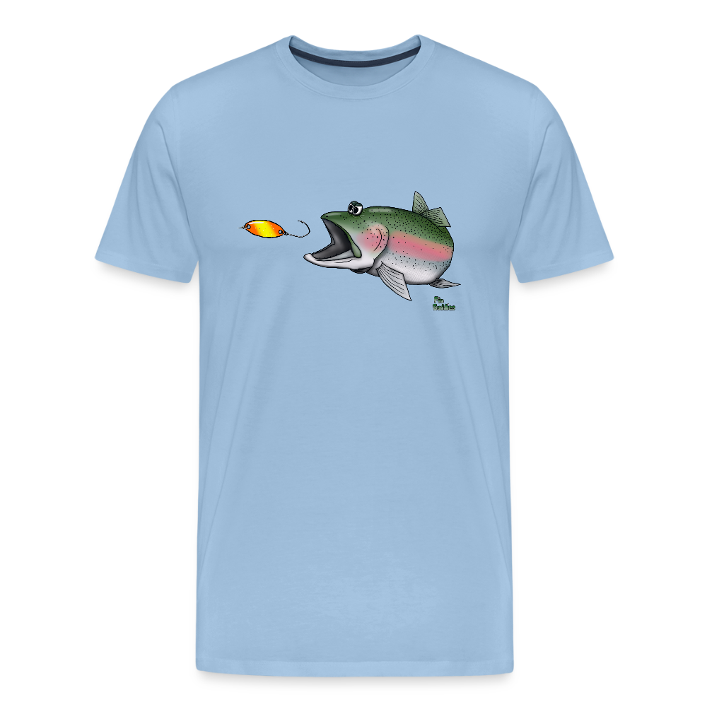 Regenbogenforelle mit Spoon - Nils Spezial - Männer Premium Bio T-Shirt - Sky
