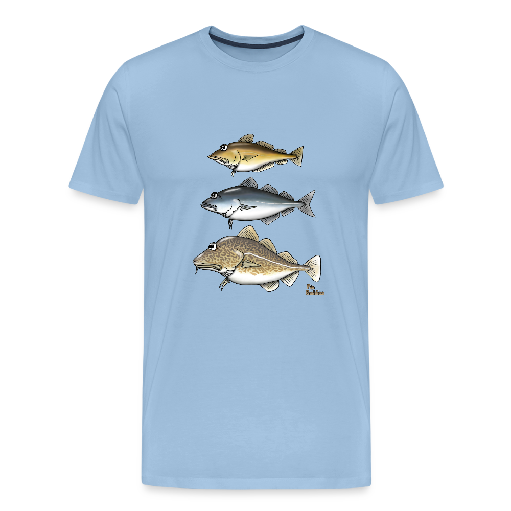 Pollack Seelachs Dorsch Triple - Männer Premium Bio-T-Shirt - Sky