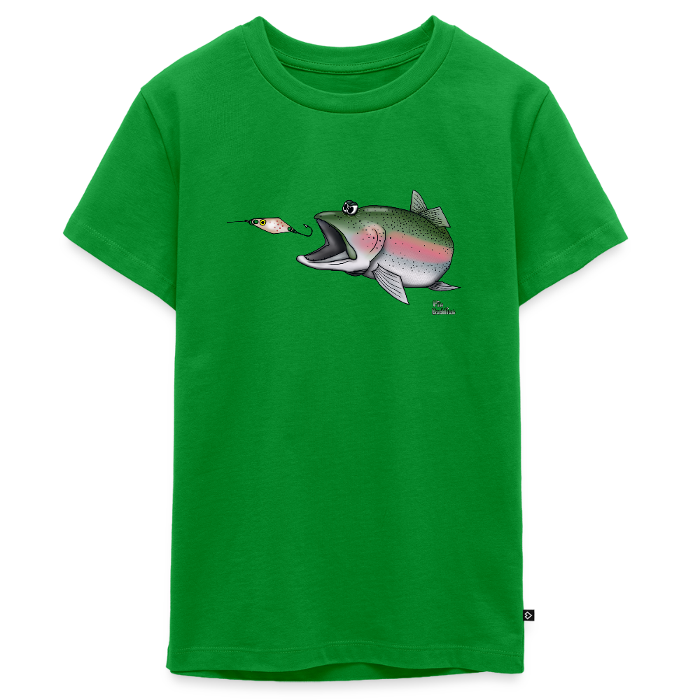 Regenbogenforelle mit Spoon - Teenager Premium Bio T-Shirt - Grün