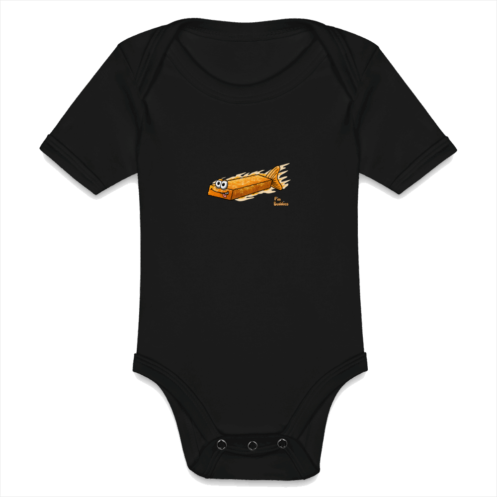 Fischstäbchen - Baby Bio-Kurzarm-Body - Schwarz