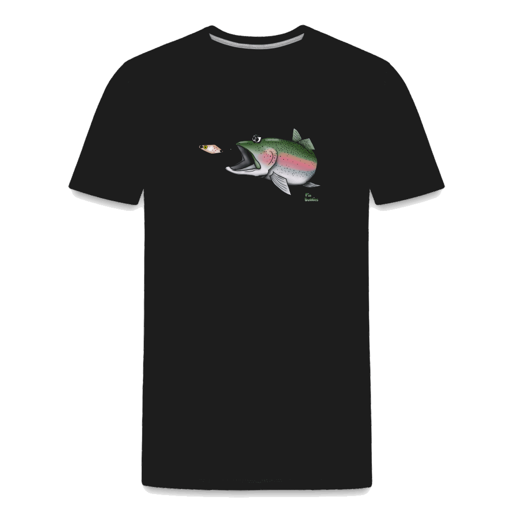 Regenbogenforelle mit Spoon - Männer Premium Bio T-Shirt - Schwarz