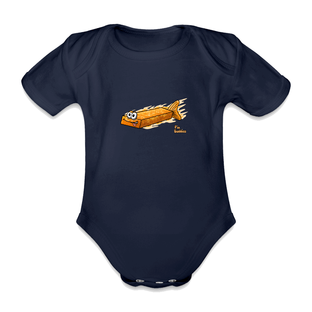 Fischstäbchen - Baby Bio-Kurzarm-Body - Dunkelnavy