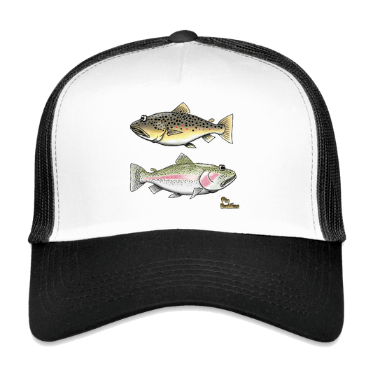 Bachforelle Regenbogenforelle Dublette - Trucker Cap - Weiß/Schwarz