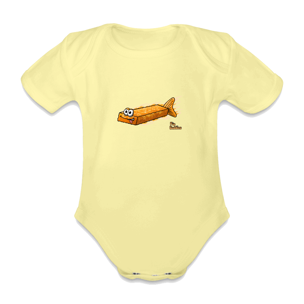 Fischstäbchen - Baby Bio-Kurzarm-Body - Hellgelb