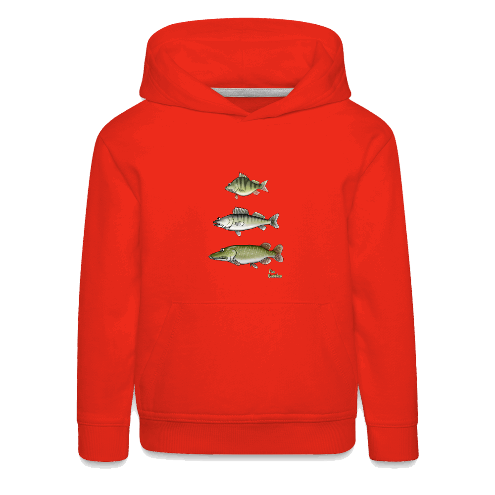 Hecht Zander Barsch Triple - Kinder und Jugendliche Premium Hoodie - Rot