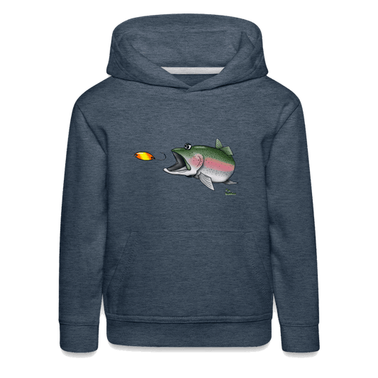 Regenbogenforelle mit Spoon - Nils Spezial - Kinder Premium Hoodie - Jeansblau