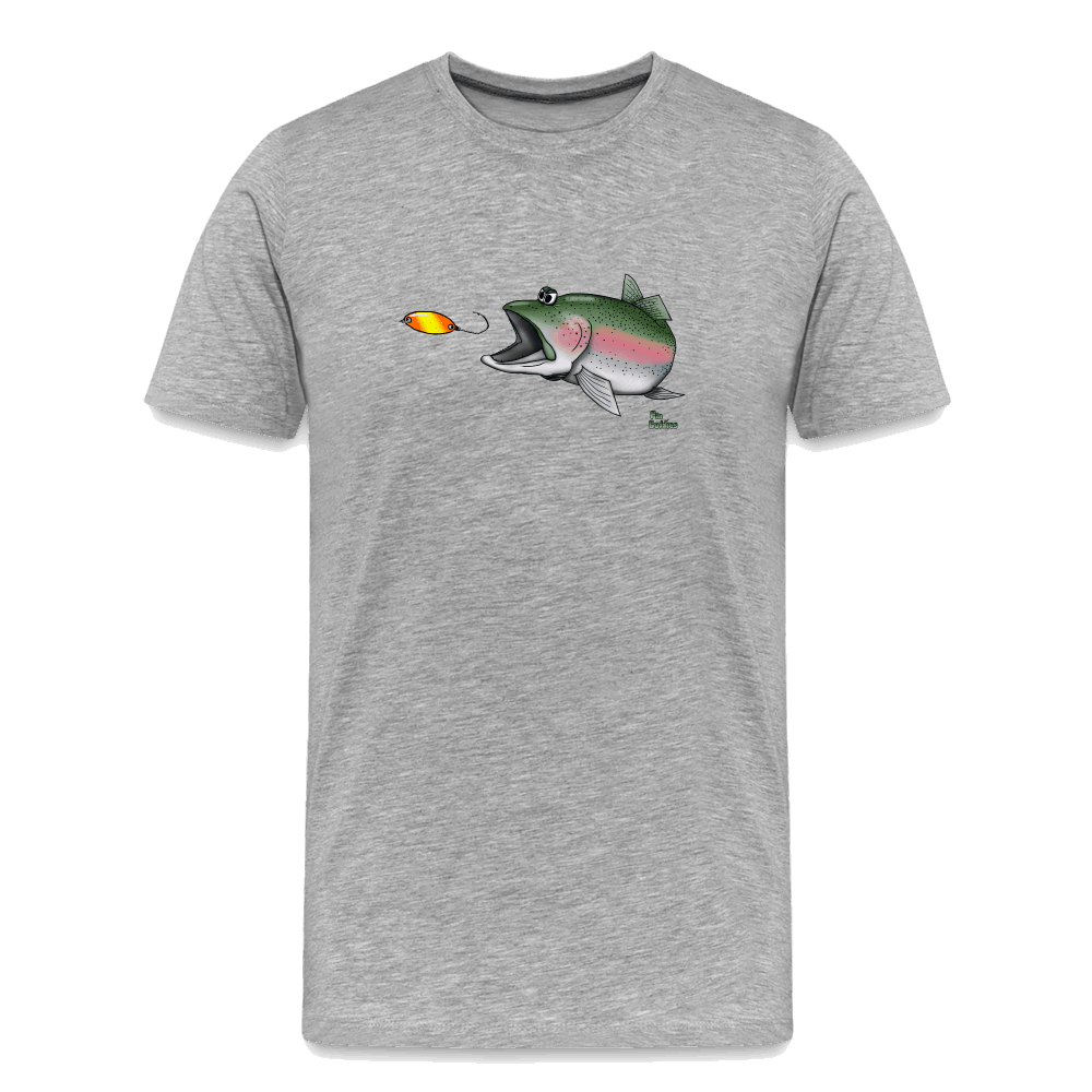 Regenbogenforelle mit Spoon - Nils Spezial - Männer Premium Bio T-Shirt - Grau meliert