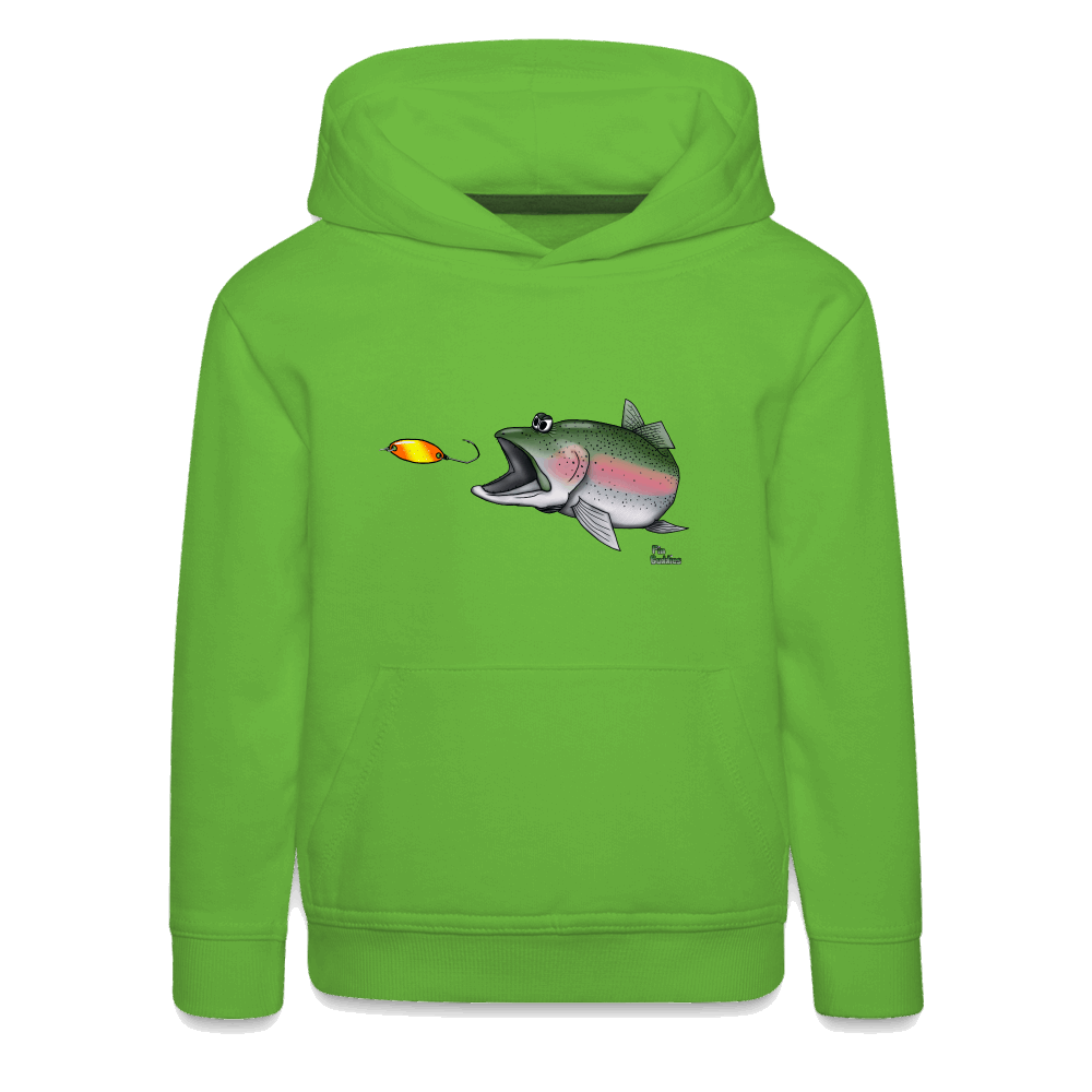 Regenbogenforelle mit Spoon - Nils Spezial - Kinder Premium Hoodie - Hellgrün