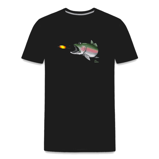 Regenbogenforelle mit Spoon - Nils Spezial - Männer Premium Bio T-Shirt - Schwarz