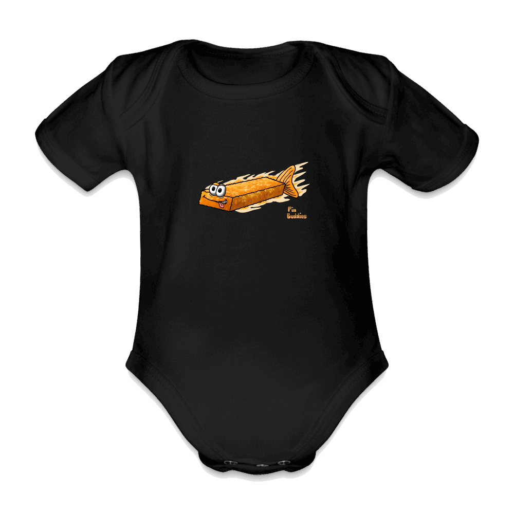 Fischstäbchen - Baby Bio-Kurzarm-Body - Schwarz