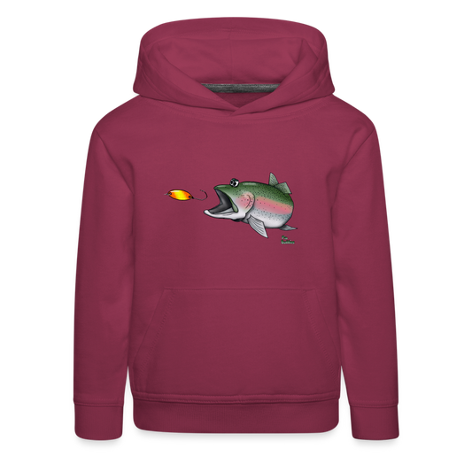 Regenbogenforelle mit Spoon - Nils Spezial - Kinder Premium Hoodie - Bordeaux