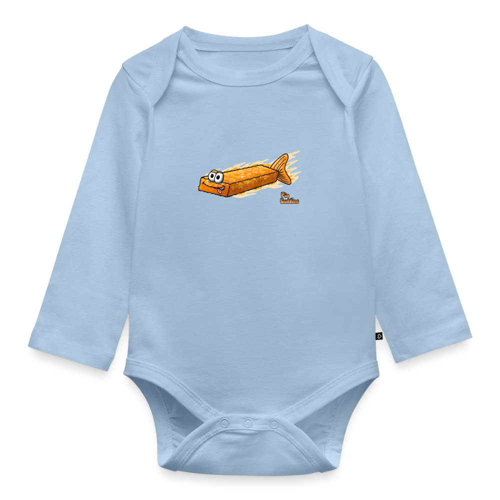 Fischstäbchen -  Bio-Langarm-Body - Hellblau