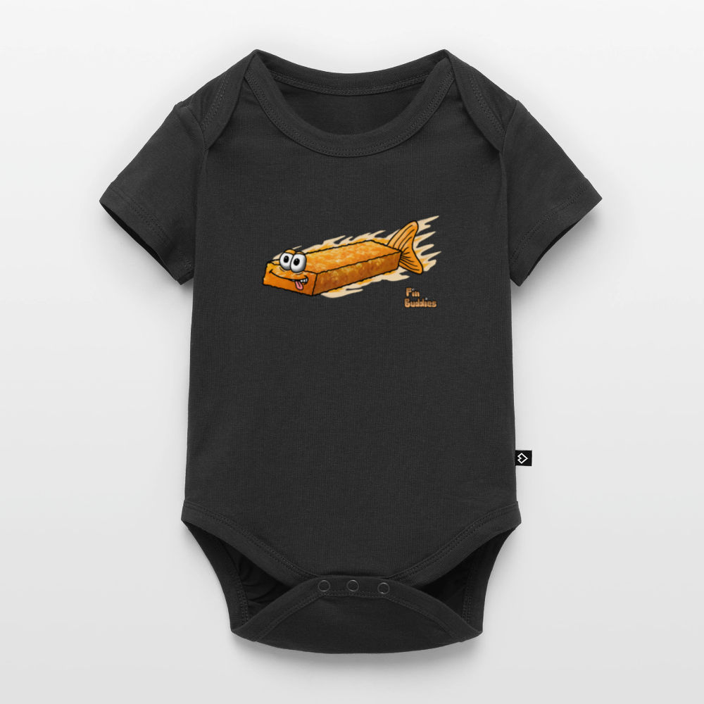 Fischstäbchen - Baby Bio-Kurzarm-Body - Schwarz