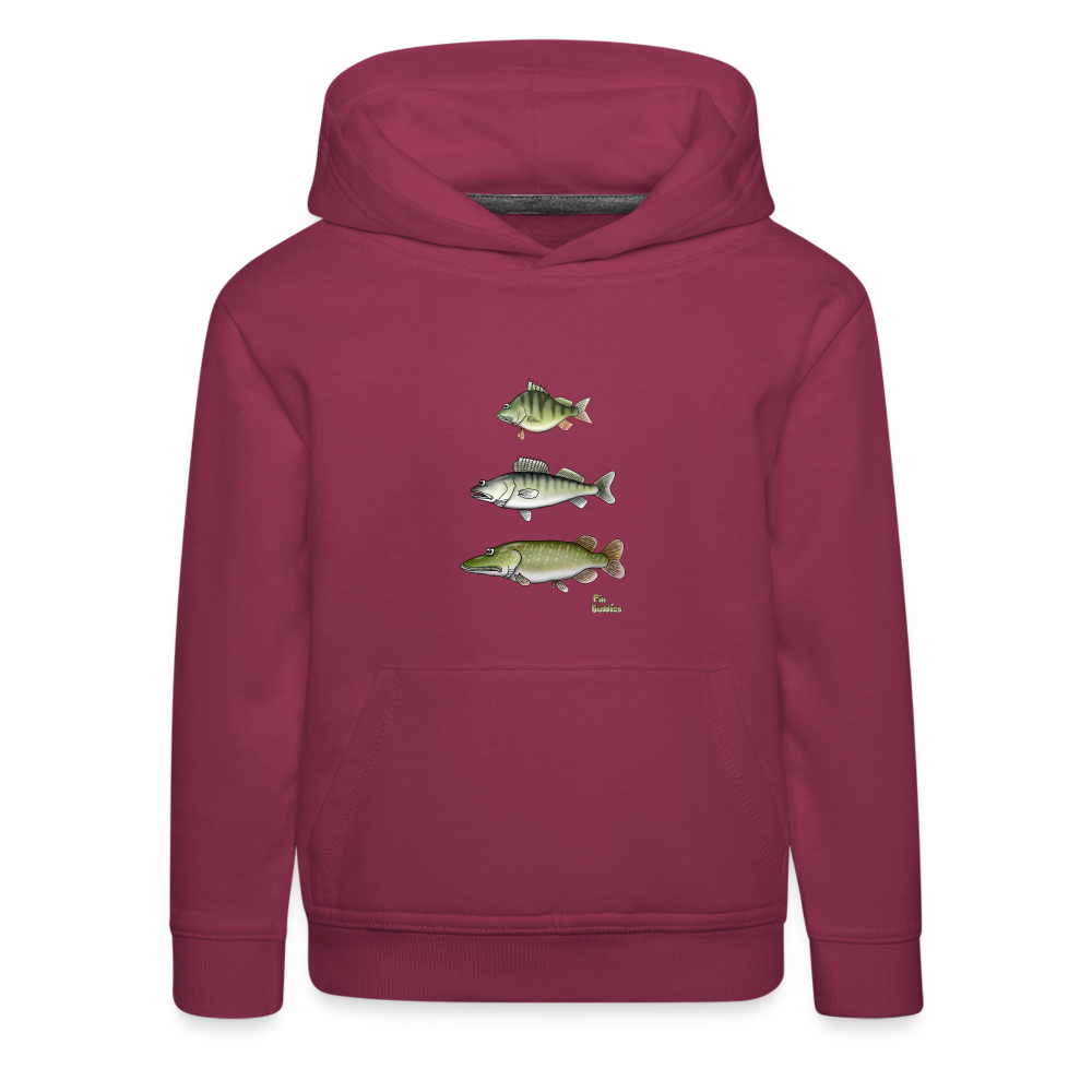 Hecht Zander Barsch Triple - Kinder und Jugendliche Premium Hoodie - Bordeaux