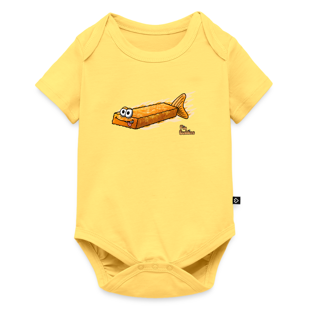 Fischstäbchen - Baby Bio-Kurzarm-Body - Pastellgelb