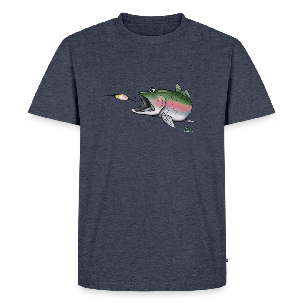 Regenbogenforelle mit Spoon - Männer Premium Bio T-Shirt - Jeansblau 