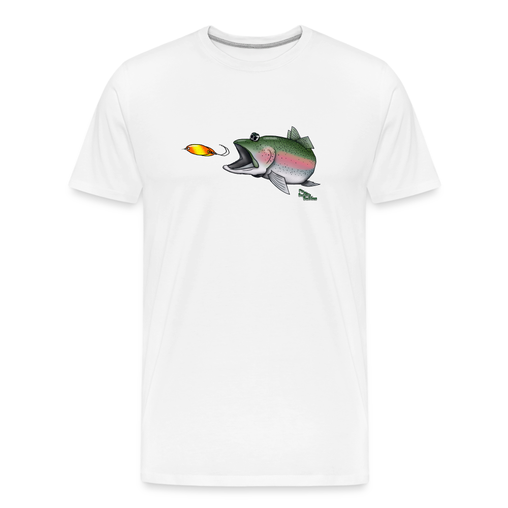 Regenbogenforelle mit Spoon - Nils Spezial - Männer Premium Bio T-Shirt - Weiß