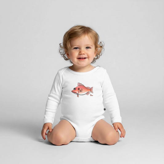 Rotbarsch - Baby Bio-Langarm-Body - Weiß