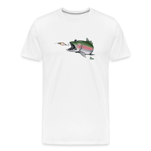 Regenbogenforelle mit Spoon - Männer Premium Bio T-Shirt - Weiß