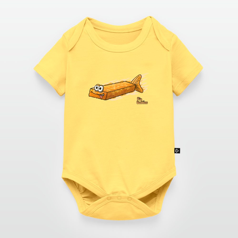 Fischstäbchen - Baby Bio-Kurzarm-Body - Pastellgelb