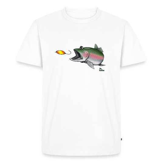 Regenbogenforelle mit Spoon - Nils Spezial - Männer Premium Bio T-Shirt - Weiß