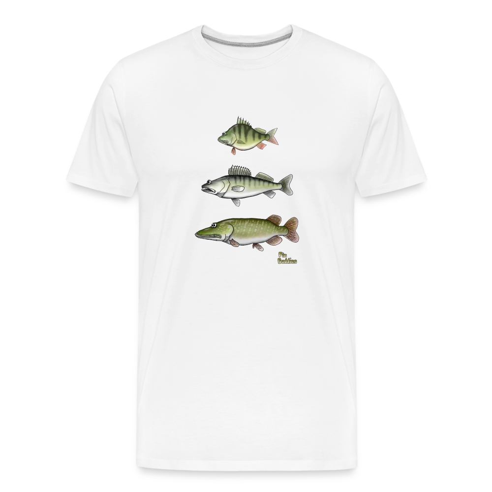 Hecht Zander Barsch Triple - Männer Premium Bio T-Shirt - Weiß