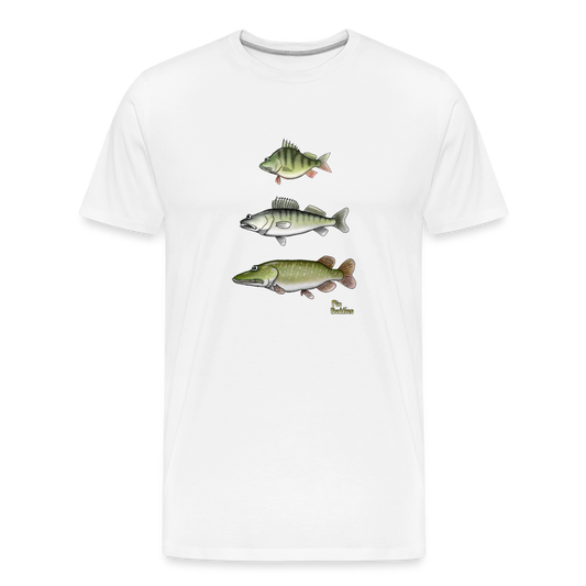 Hecht Zander Barsch Triple - Männer Premium Bio T-Shirt - Weiß