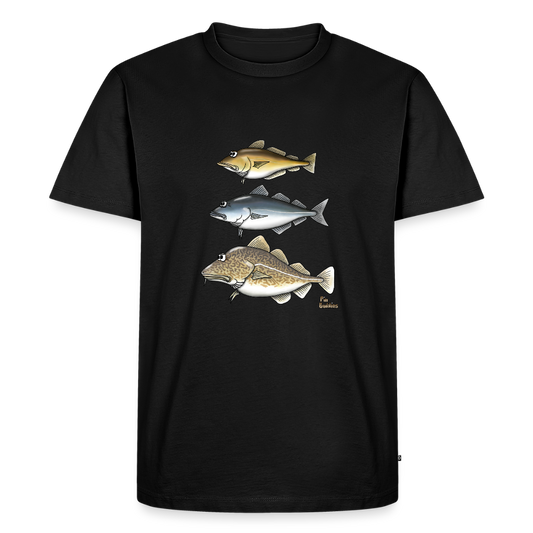Pollack Seelachs Dorsch Triple - Männer Premium Bio-T-Shirt - Schwarz