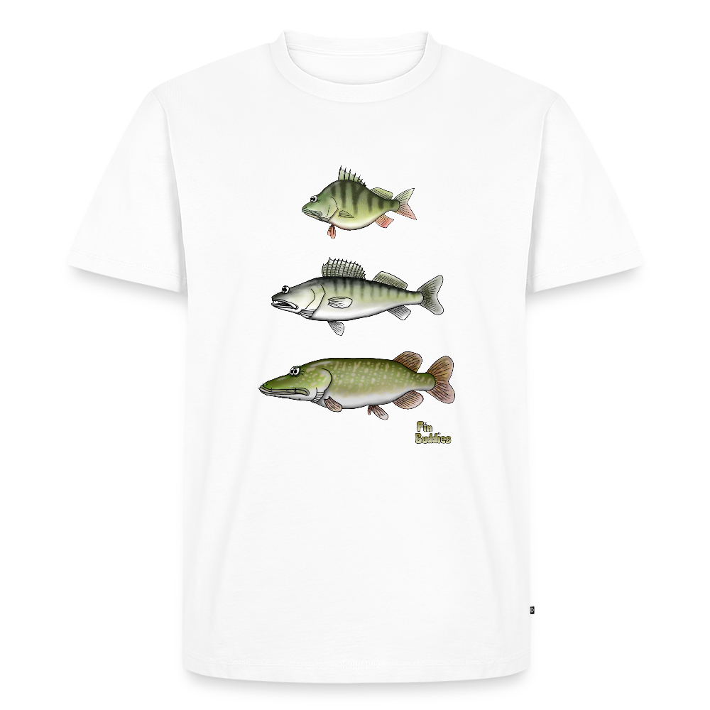 Hecht Zander Barsch Triple - Männer Premium Bio T-Shirt - Weiß
