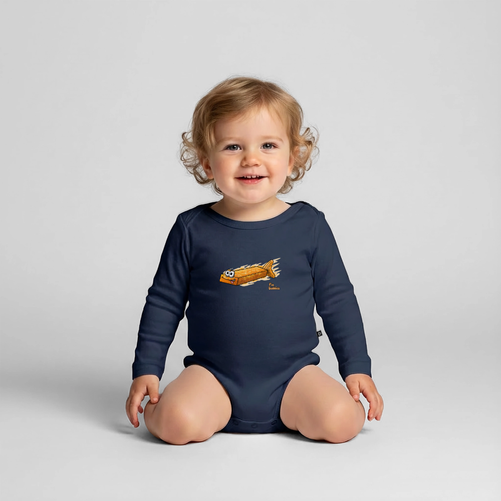 Fischstäbchen -  Bio-Langarm-Body - Navy