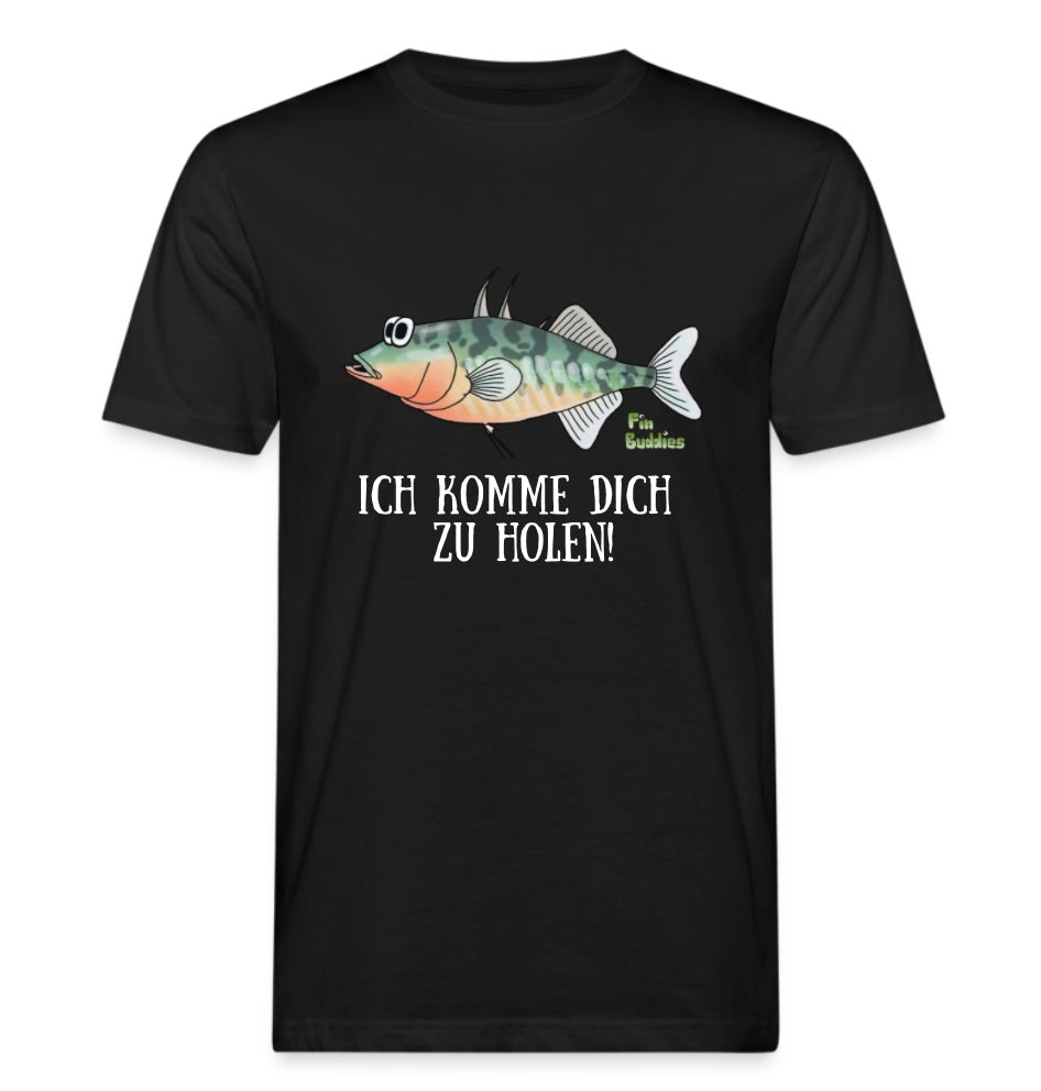 T-Shirt für Angler mit einem Stichling und einem Spruch