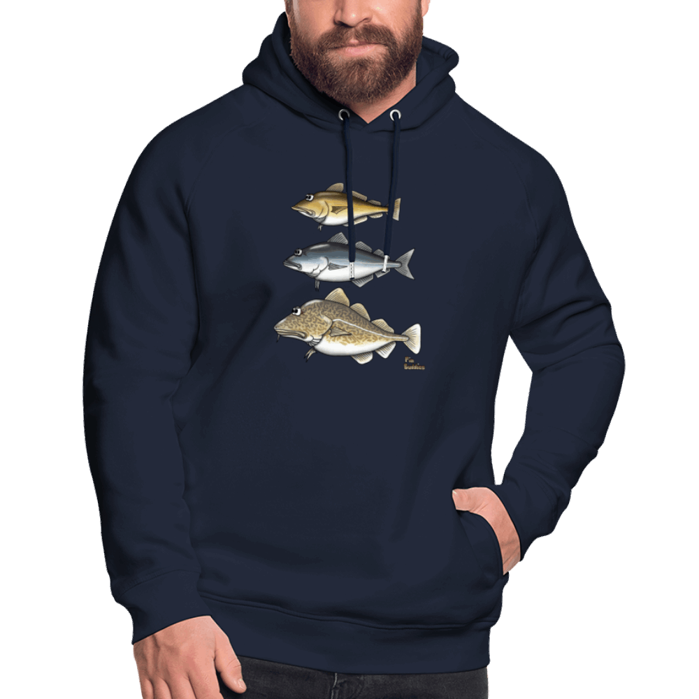 Pollack Seelachs Dorsch Triple -  Unisex Bio-Hoodie von Stanley & Stella - Navy