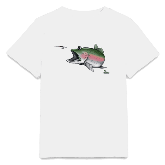 Regenbogenforelle auf Nymphenjagd - Kinder Bio-T-Shirt - Weiß