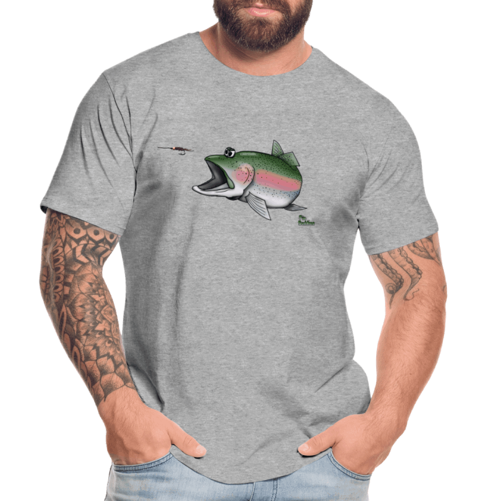 Regenbogenforelle auf Nymphenjagd - Männer Premium Bio T-Shirt - Grau meliert