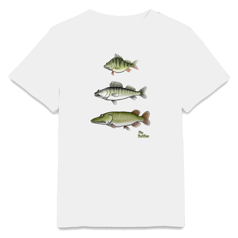 Hecht Zander Barsch Triple - Kinder Bio-T-Shirt - Weiß