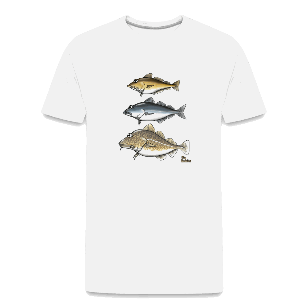 Pollack Seelachs Dorsch Triple - Männer Premium Bio-T-Shirt - Weiß