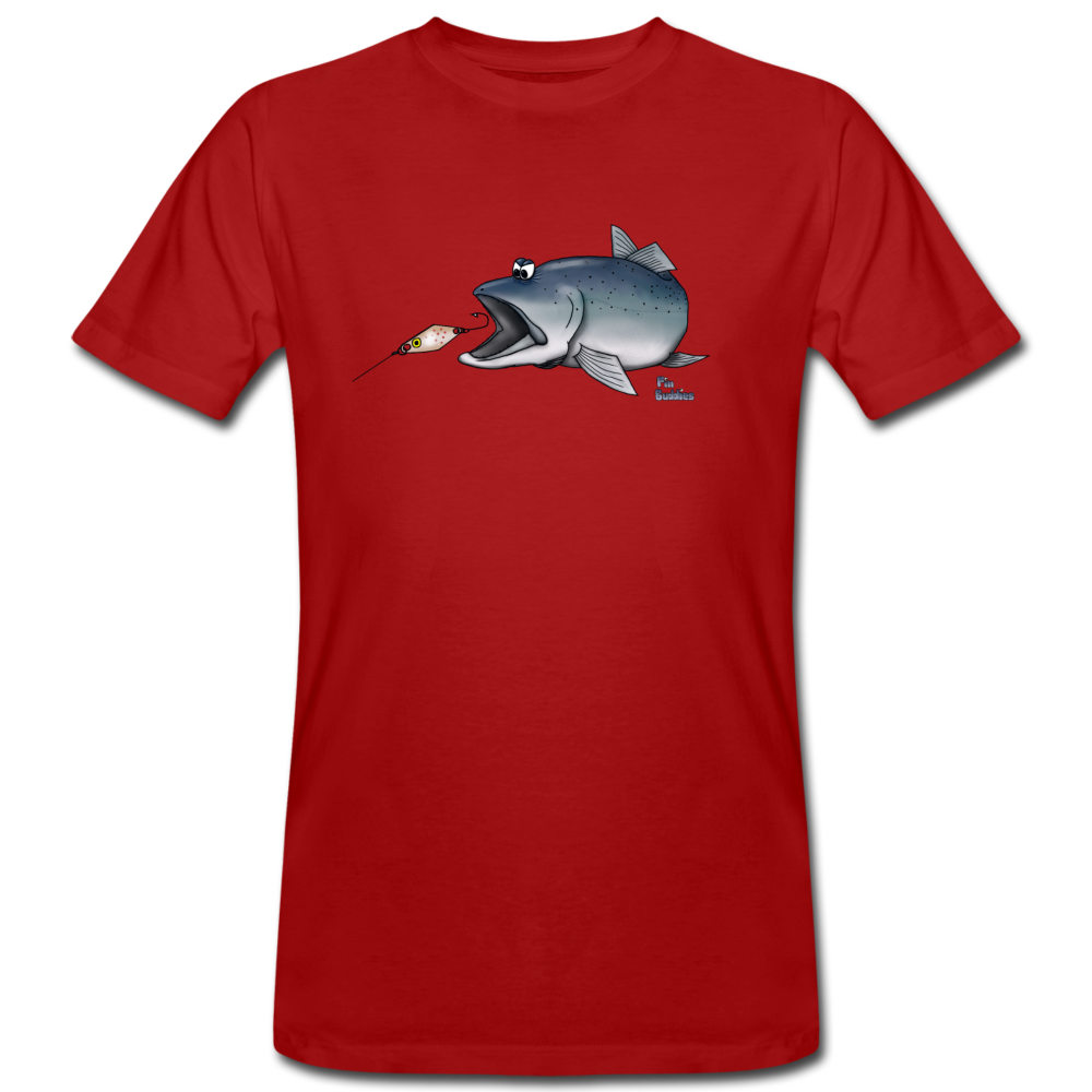 Forelle mit Spoon - Männer Bio T-Shirt - Dunkelrot