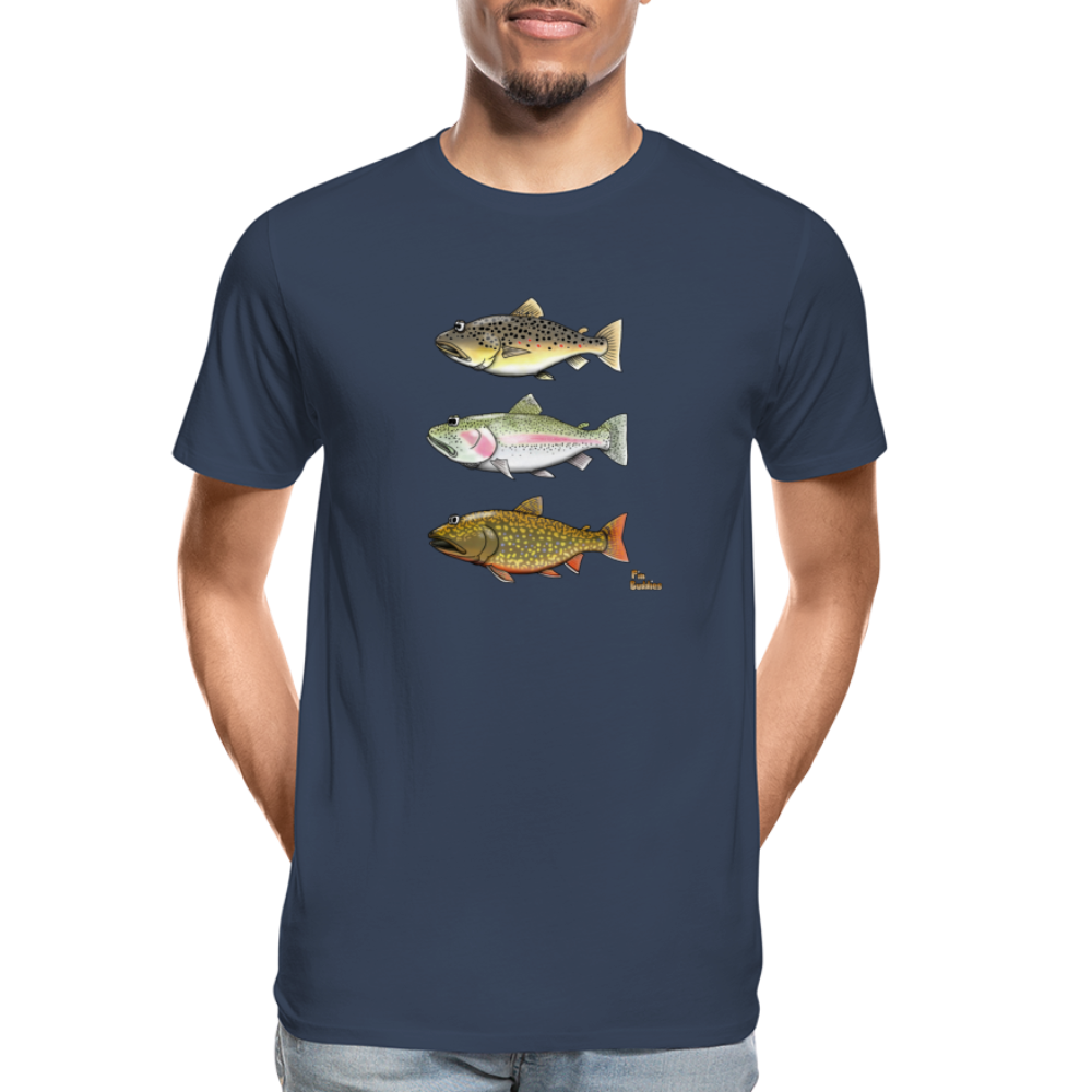 Bachforelle Regenbogenforelle Bachsaibling - Männer Premium Bio T-Shirt - Navy