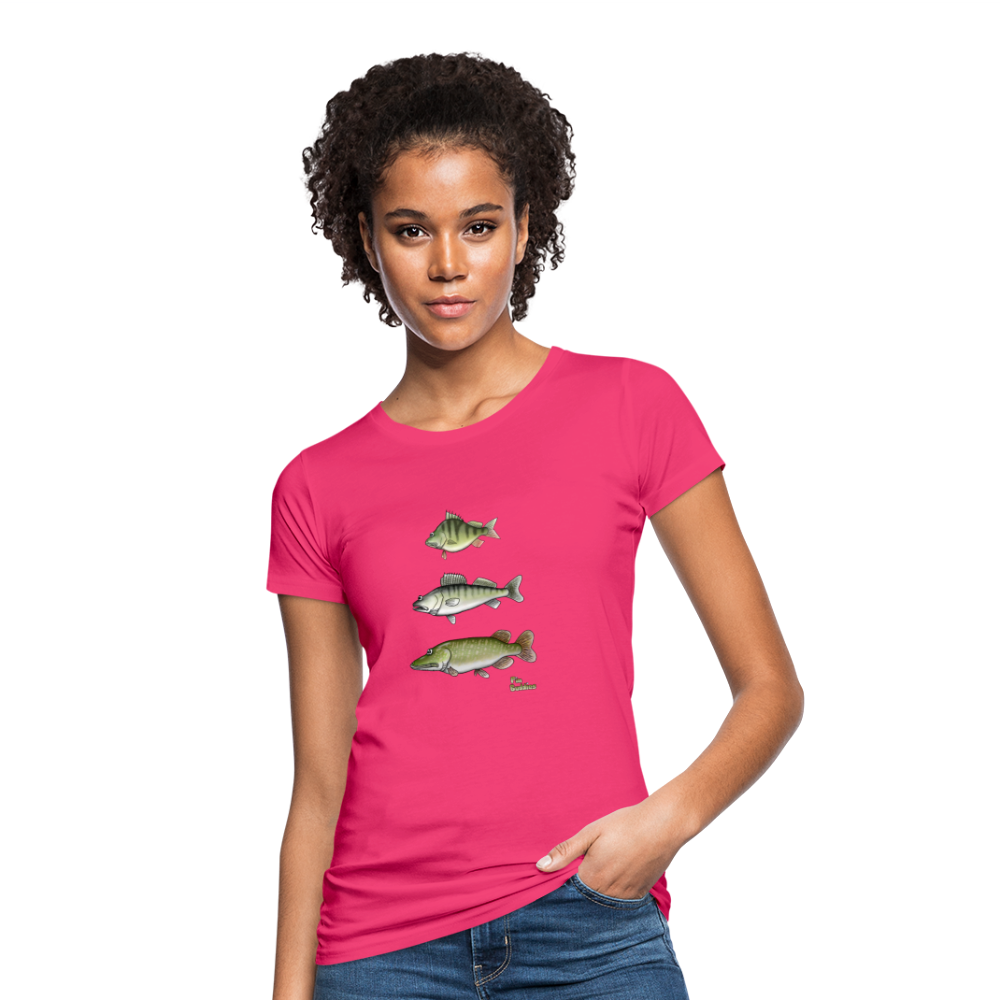 Hecht Zander Barsch Triple - Frauen Bio T-Shirt - Neon Pink