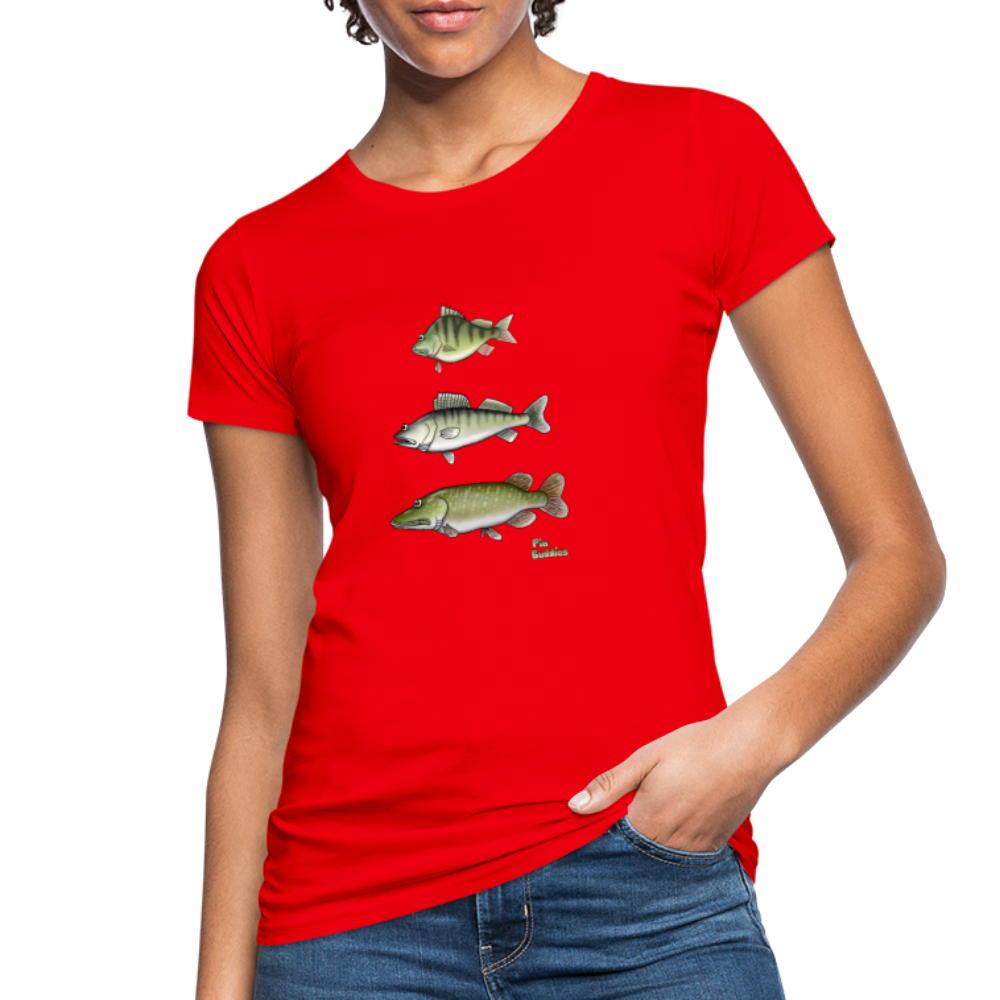 Hecht Zander Barsch Triple - Frauen Bio T-Shirt - Rot